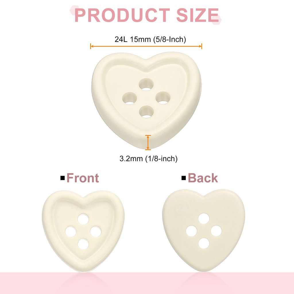 40 Stš¹ck 15mm Harz Kn?pfe zum Ann?hen, 4 L?ch Herz Ersatz N?hkn?pfe fš¹r Strickjacke DIY Handwerk Dekorieren Mantel Kleidung Hemden Stricken D...