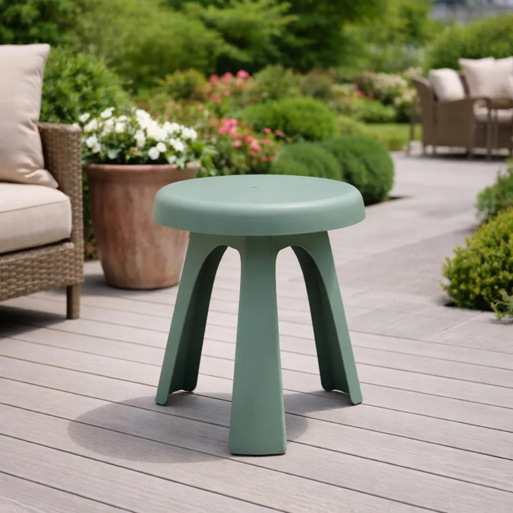 Tabouret de jardin vert robuste en résine résistante aux intempéries - 2