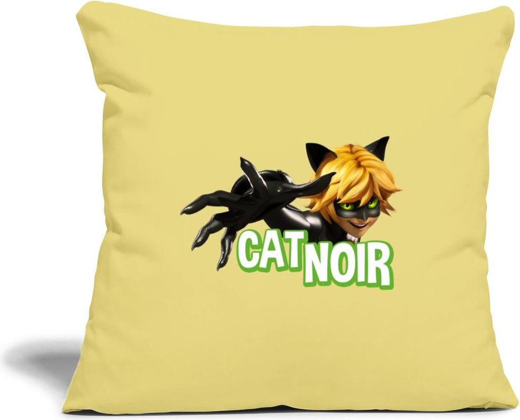 Spreadshirt Miraculous Cat Noir Adrien Kissenbezug 45x45 cm, One size, Hellgelb