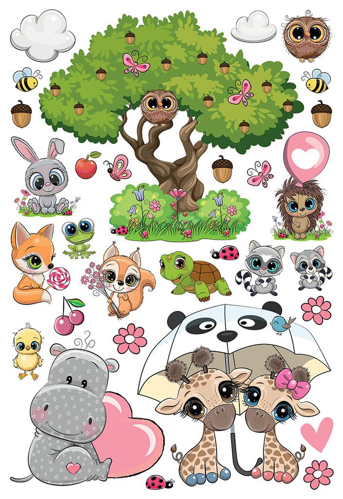 Sanders & Sanders Wandtattoo Tiere Mehrfarbig 42.5 x 65 cm
