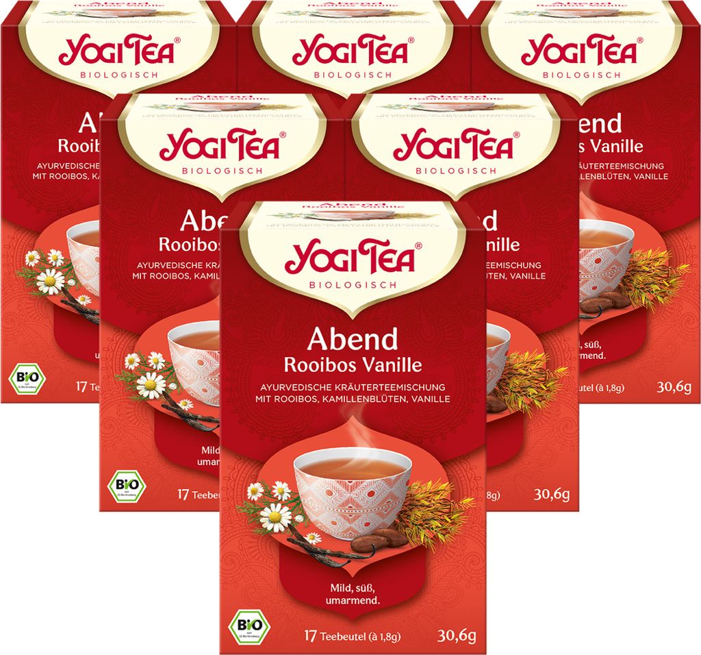 6 x YOGI TEA Abend Rooibos Vanille | 6 x 30,6g