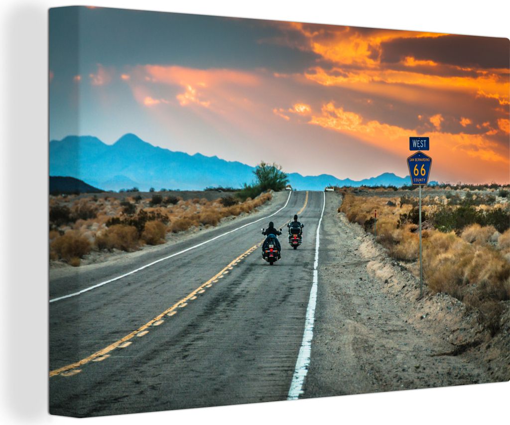OneMillionCanvasses - Leinwandbilder - 140x90 cm, Highway 66 in den Vereinigten Staaten, Wandbilder Kunstdruck Wanddekoration - Foto auf Leinwand...