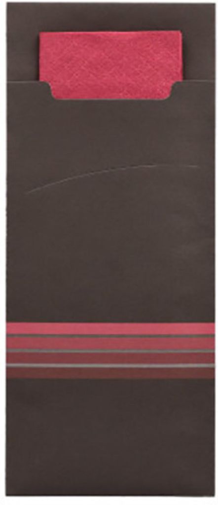 Bestecktaschen 20 cm x 8,5 cm schwarz/bordeaux "Stripes" Produktbild 