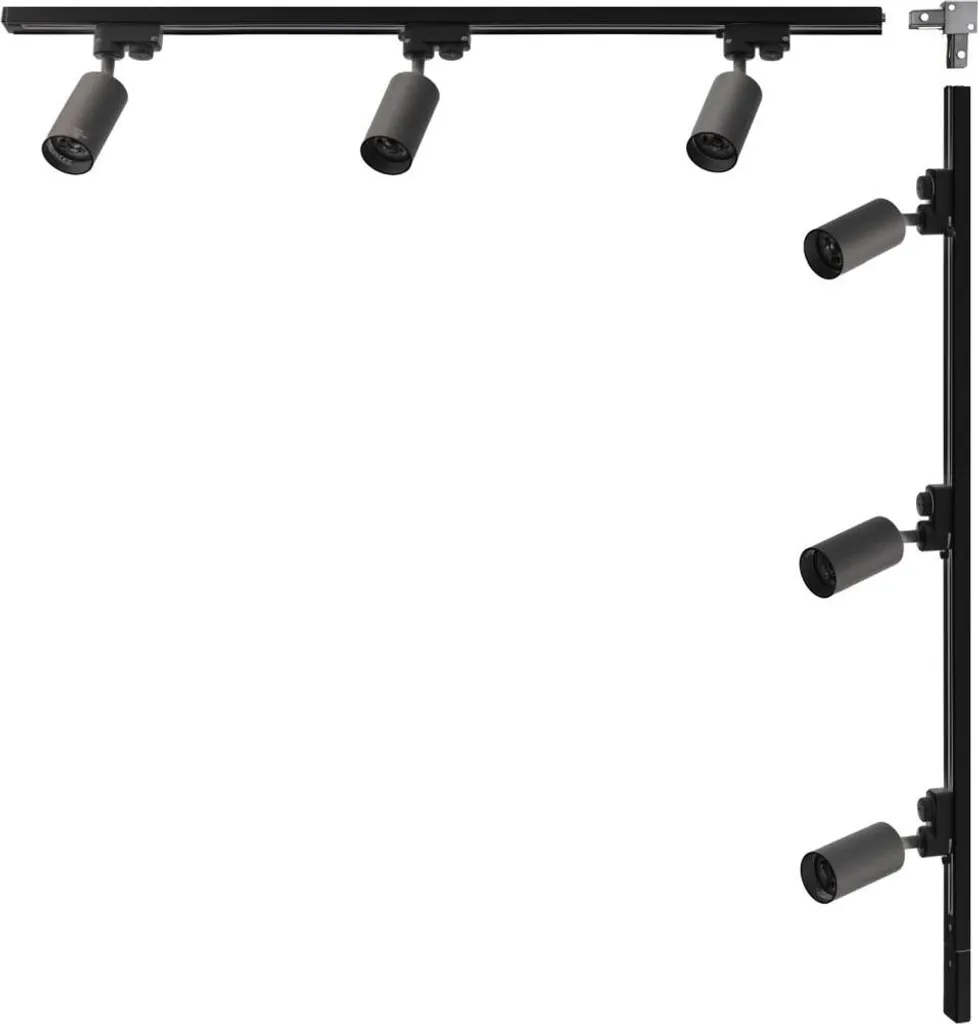 Rail de spots noir monophasé 1x1m idéal pour cuisine et salon moderne