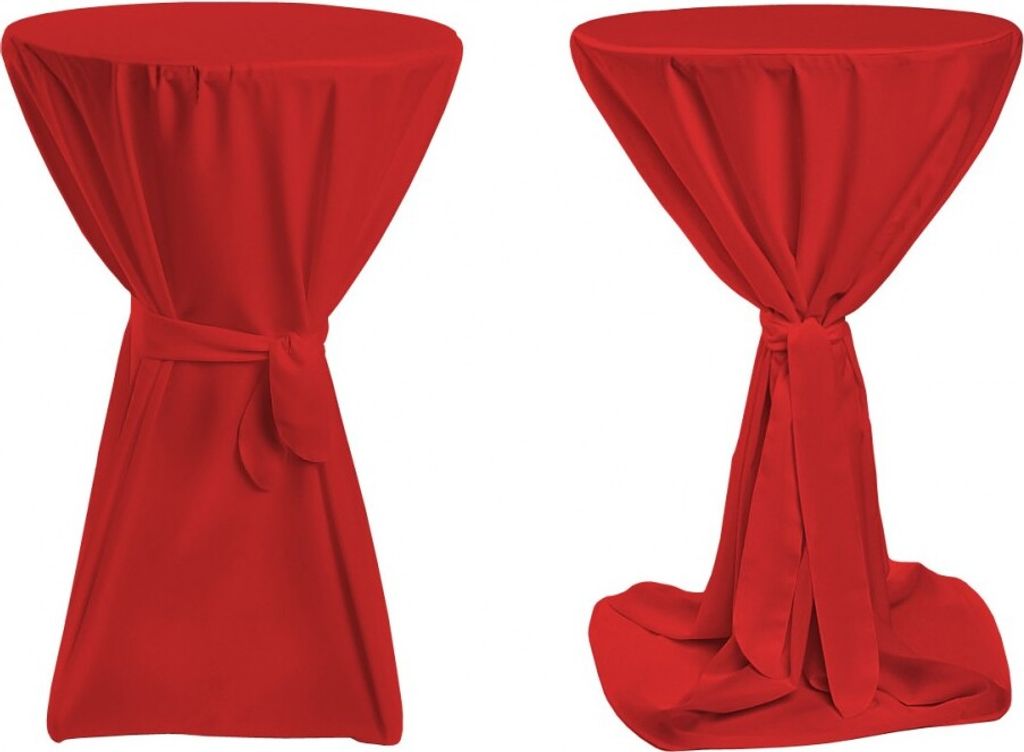 TexDeko Stehtischhussen Premium mit Schleifenband für Bistrotisch Bartisch Rot Ø 70cm Durchmesser