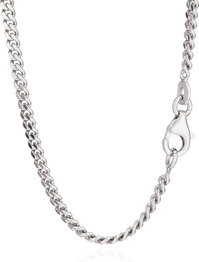 45cm 925 Sterling Silber Rhodiniert Panzerkette Massiv Produktbild 
