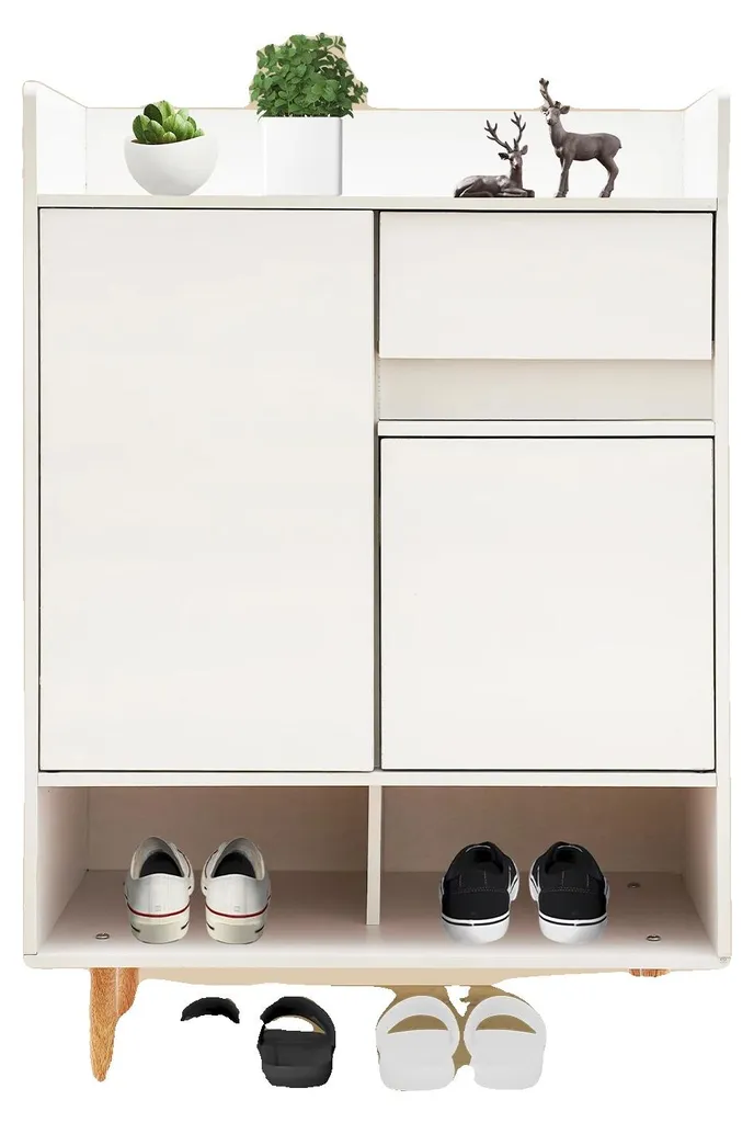 Meuble à chaussures en MDF 76x61x30 cm avec portes à ouverture pression
