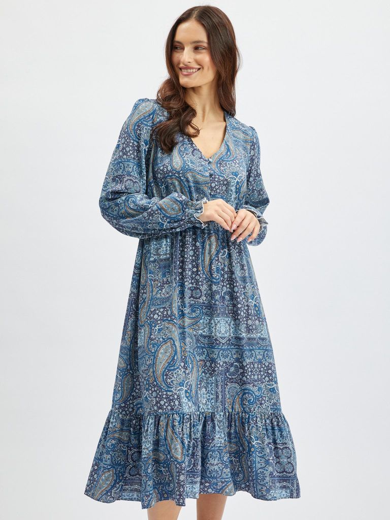 Orsay Blaues gemustertes Midikleid für Damen 471689-575000__38