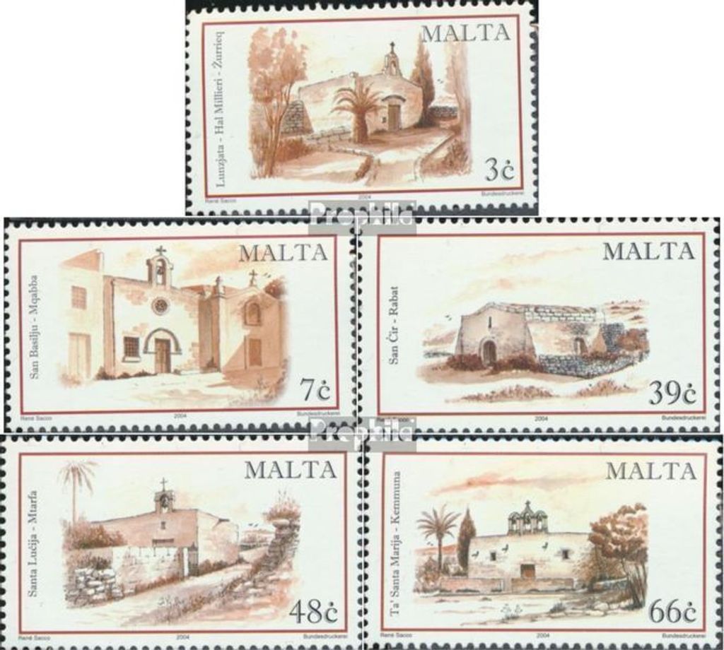 Briefmarken Malta 2004 Mi 1345-1349 (kompl.Ausg.) postfrisch Kapellen
