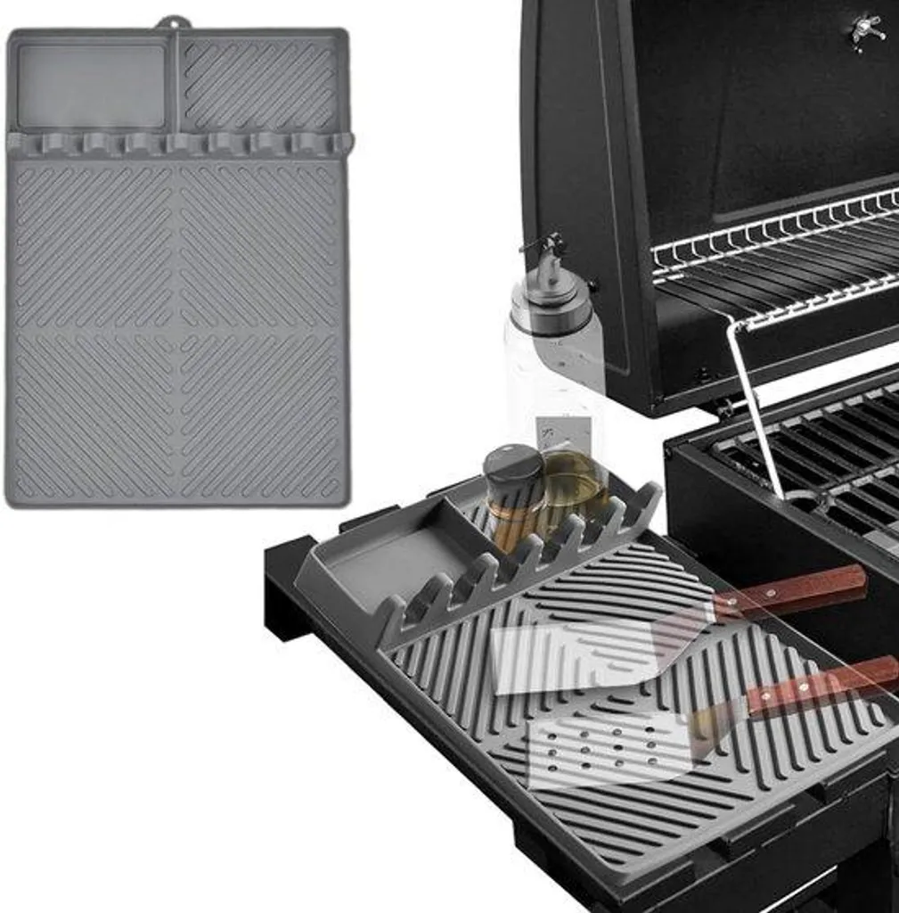 Protection de tablette de barbecue en silicone noir souple et durable