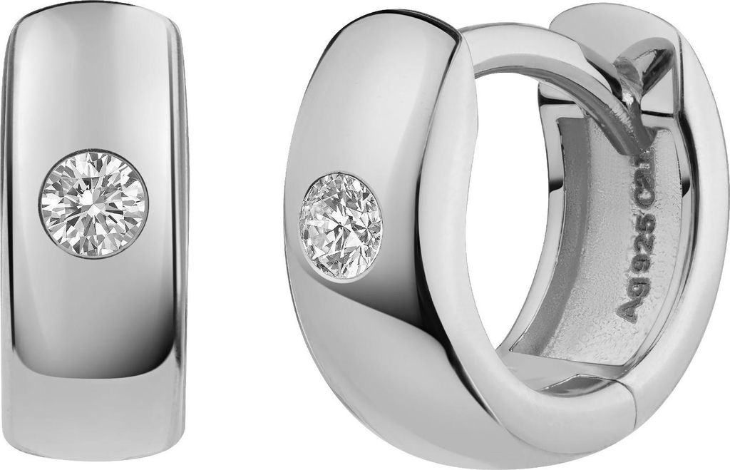 cai Klappcreolen 925/- Sterling Silber 0,9cm weiß Zirkonia weiß 274210177R