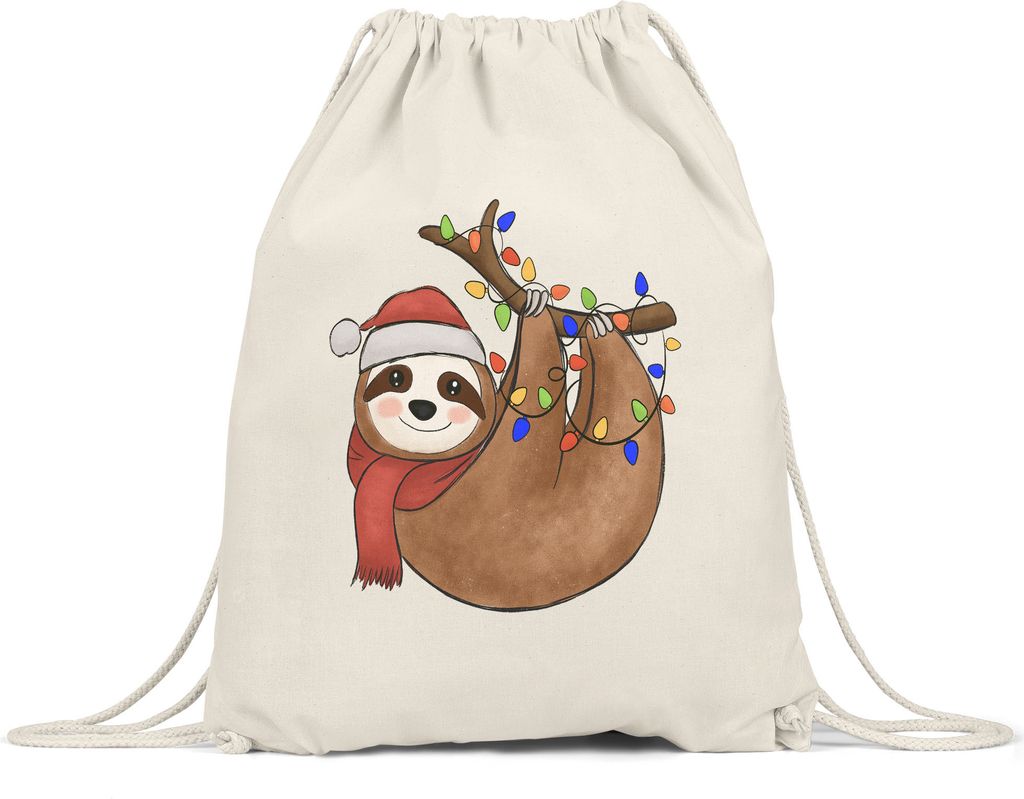 Weihnachts-Faultier Turnbeutel Gymsack Geschenkidee Faultier-Fans Sloth Süßes Motiv für Weihnachten für Familie Freunde
