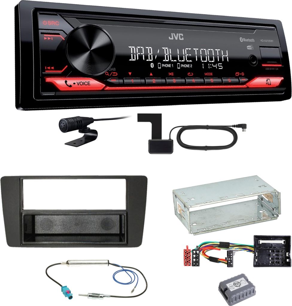 JVC KD-X272DBT DAB+ Bluetooth FLAC USB MP3 Einbauset für Skoda Octavia 2 Yeti 5L