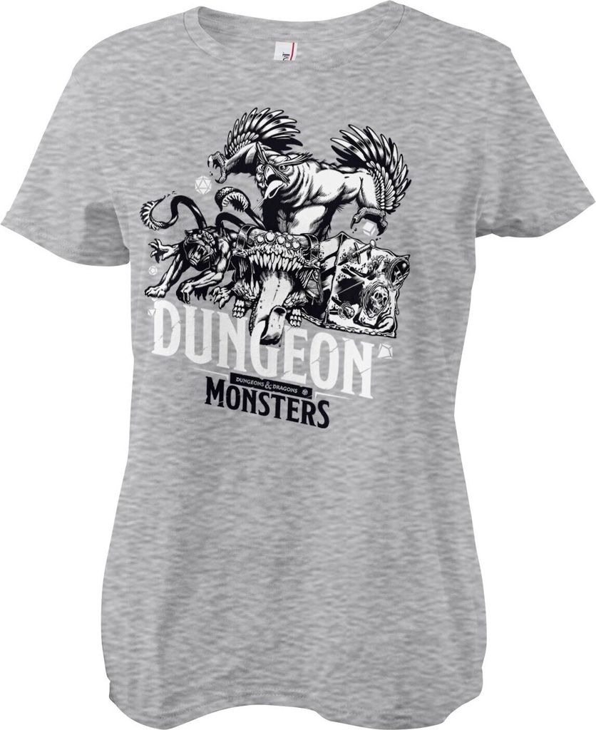 Dungeon Monsters Girly Tee - Large - HeatherGrey