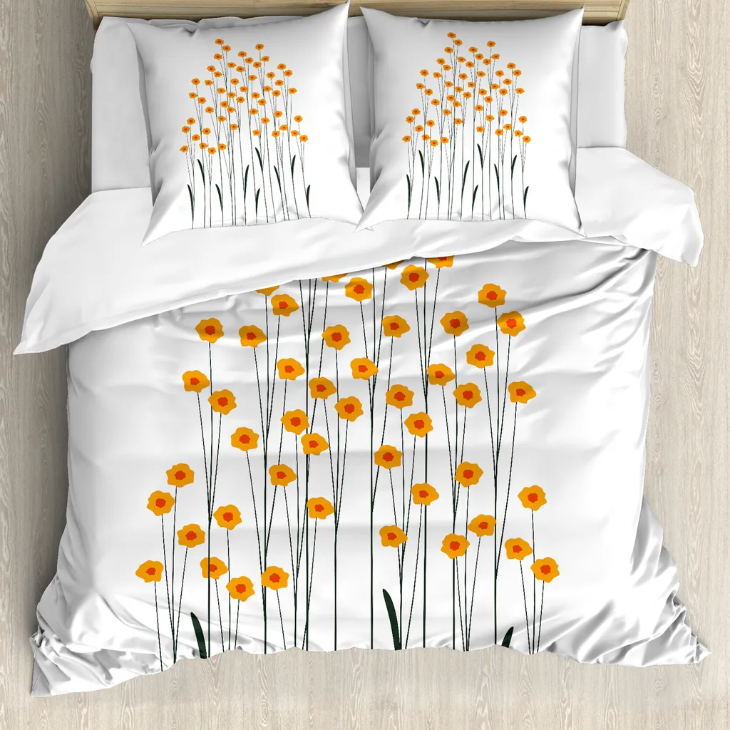 Set Copripiumino ABAKUHAUS Moderno Giallo e Nero 200x200 Microfibra