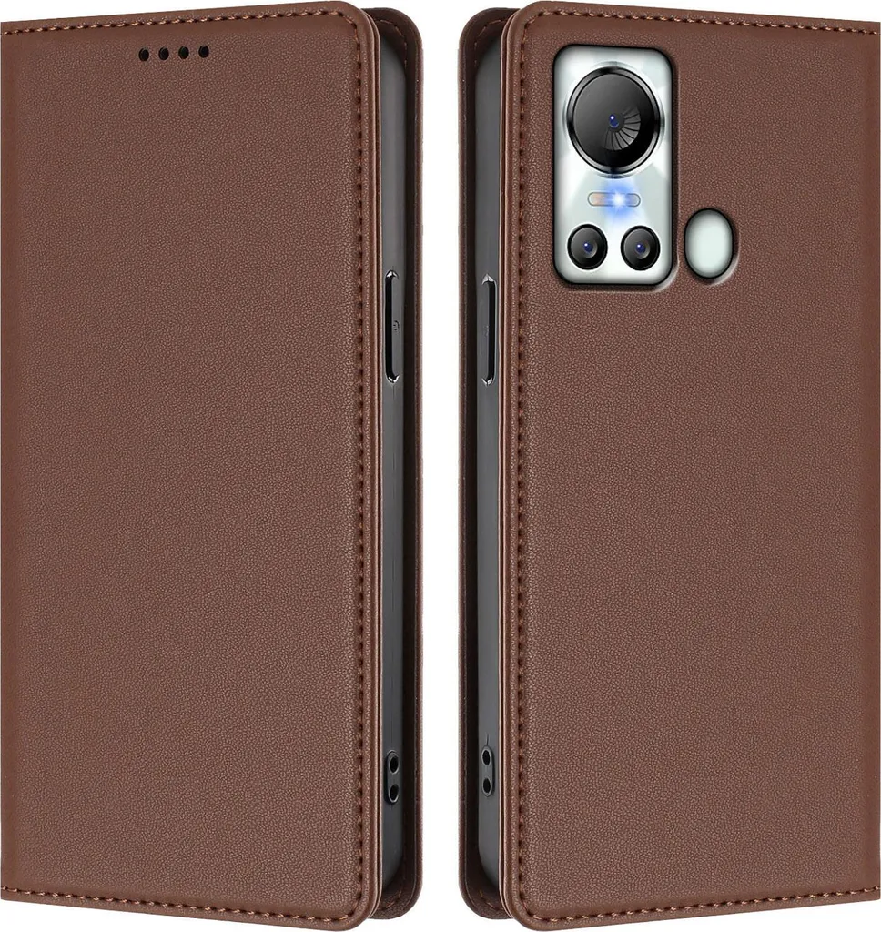 Custodia itel S18 / Vision 5: Cover a Libro in Pelle PU Marrone