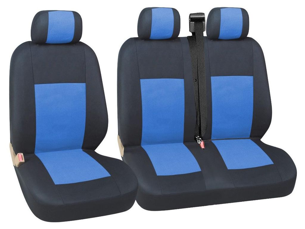 2+1-Set universelle Sitzbezüge, Sitzbezüge für Vordersitze für Van/Mikrobus, Farbe Blau-Schwarz, Textil FLZ.TAP923