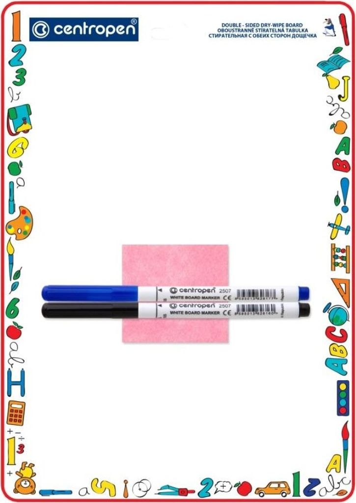 CENTROPEN Radierbares Whiteboard A4 (doppelseitig) + 2 Marker