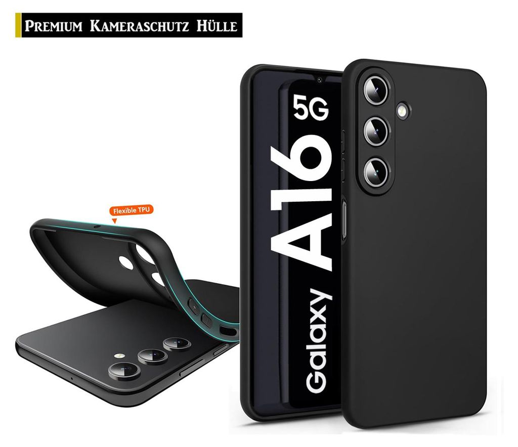Für Samsung Galaxy A16 5G Silikon Schwarz Hülle Produktbild 