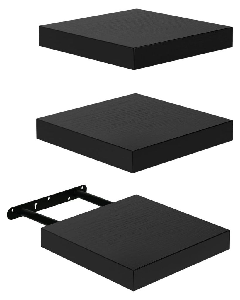 3er-Set schwebende Regale, kompakte Wandregale 20 x 20 cm aus MDF für Bad, Küche und Flur – Schwarz
