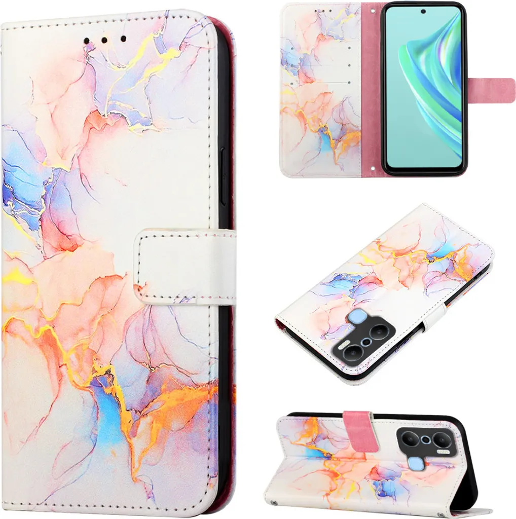 Custodia Infinix Hot 20 Play in Finto Cuoio Marmo con Portafoglio