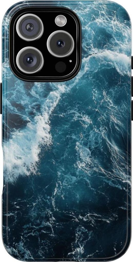 Tosende Ozeanwellen in Tiefblau – Hülle Kompatibel mit iPhone 16 Pro