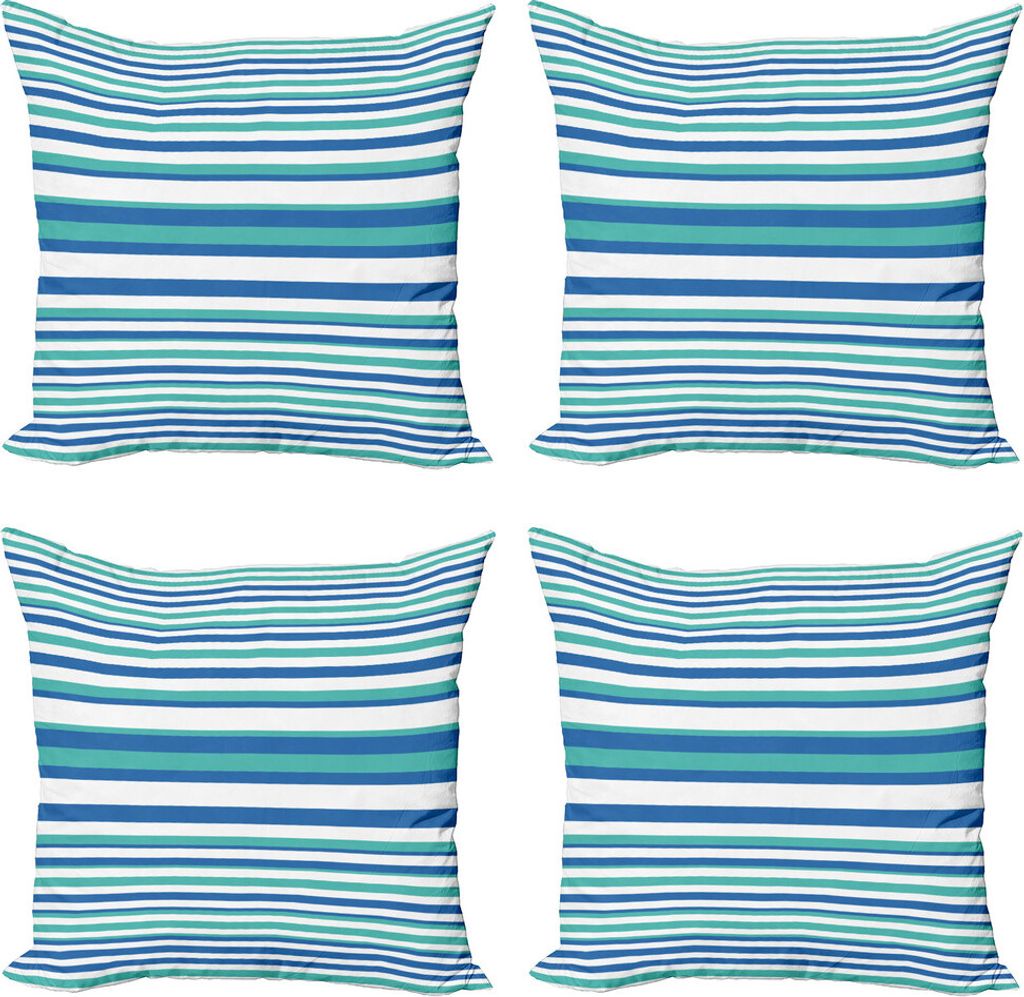 ABAKUHAUS Wasser Kissenbezug Set (4 Stück), Abstrakte rundes Mosaik Wie, Moderner Doppelseitiger Digitaldruck, 60 cm x 60 cm, Blassblau Seafoam
