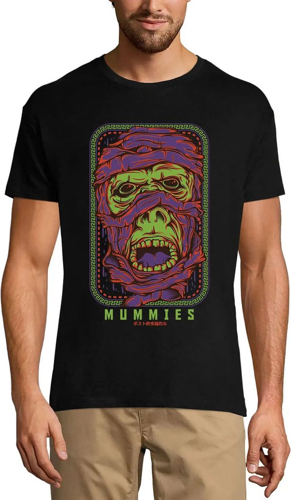 Herren Grafik T-Shirt Mumien - gruselig – Mummies - Scary – Öko-Verantwortlich Vintage Jahrgang Kurzarm Lustige Druck Geburtstag Geschenk Mann