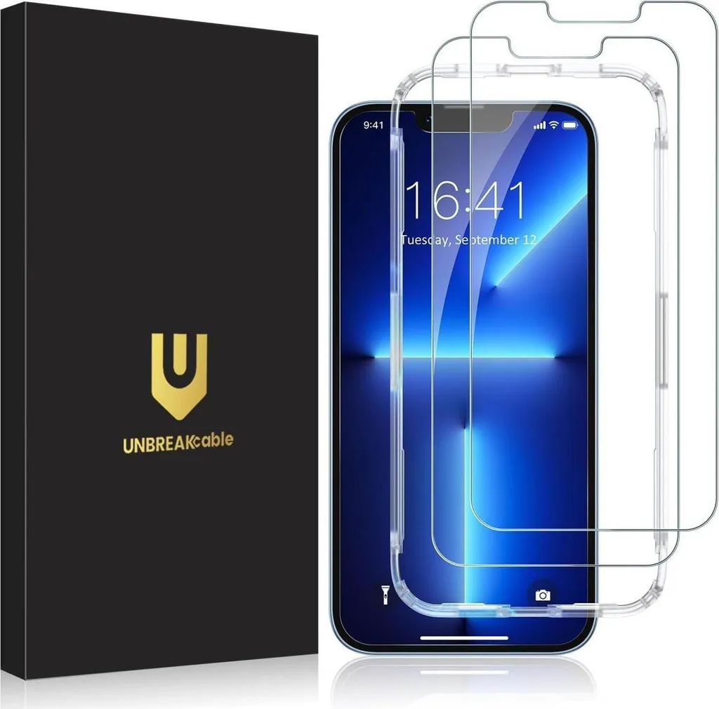 Film en verre trempé iPhone 13 et 14, protection écran blindée 2 pcs