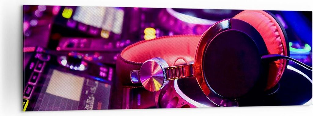 Bild auf Leinwand - Leinwandbild - DJ Disco Nachtclub Audio - 160x50cm - Wand Bild - Wanddeko - Leinwanddruck - Bilder - Kunstdruck - Wanddekoratio...