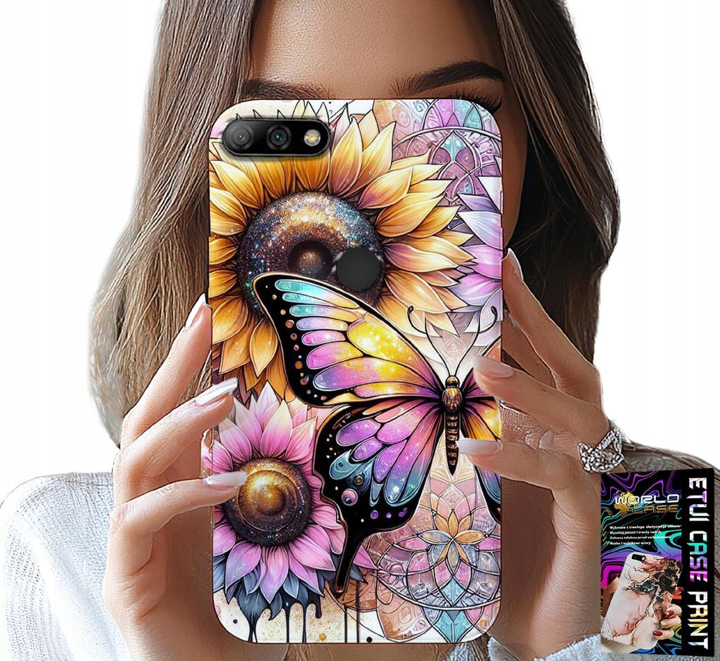Hülle Für Huawei Y7 2018 - Sonnenblume Mit Schmetterling, Hülle + Folie