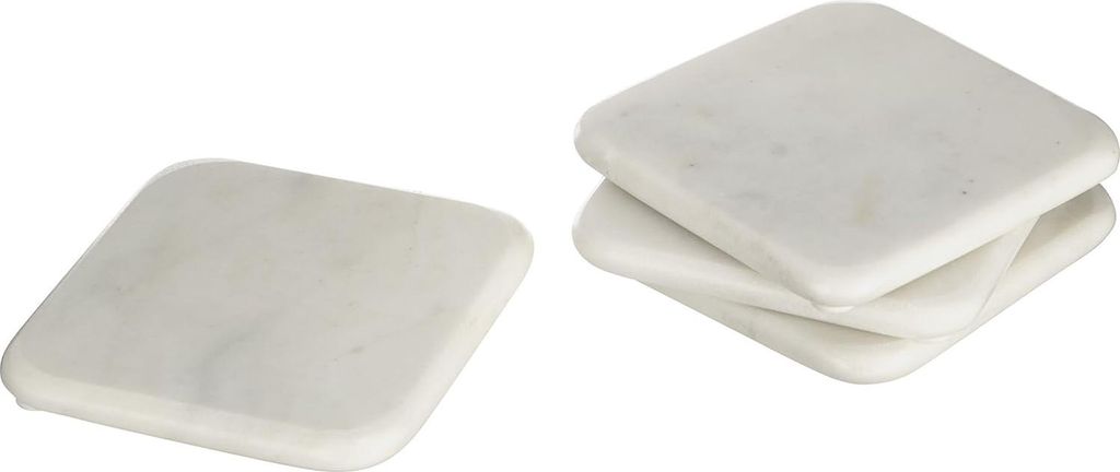 Marmorierte Quadratische Untersetzer - Set von 4 - Grau - Marmor