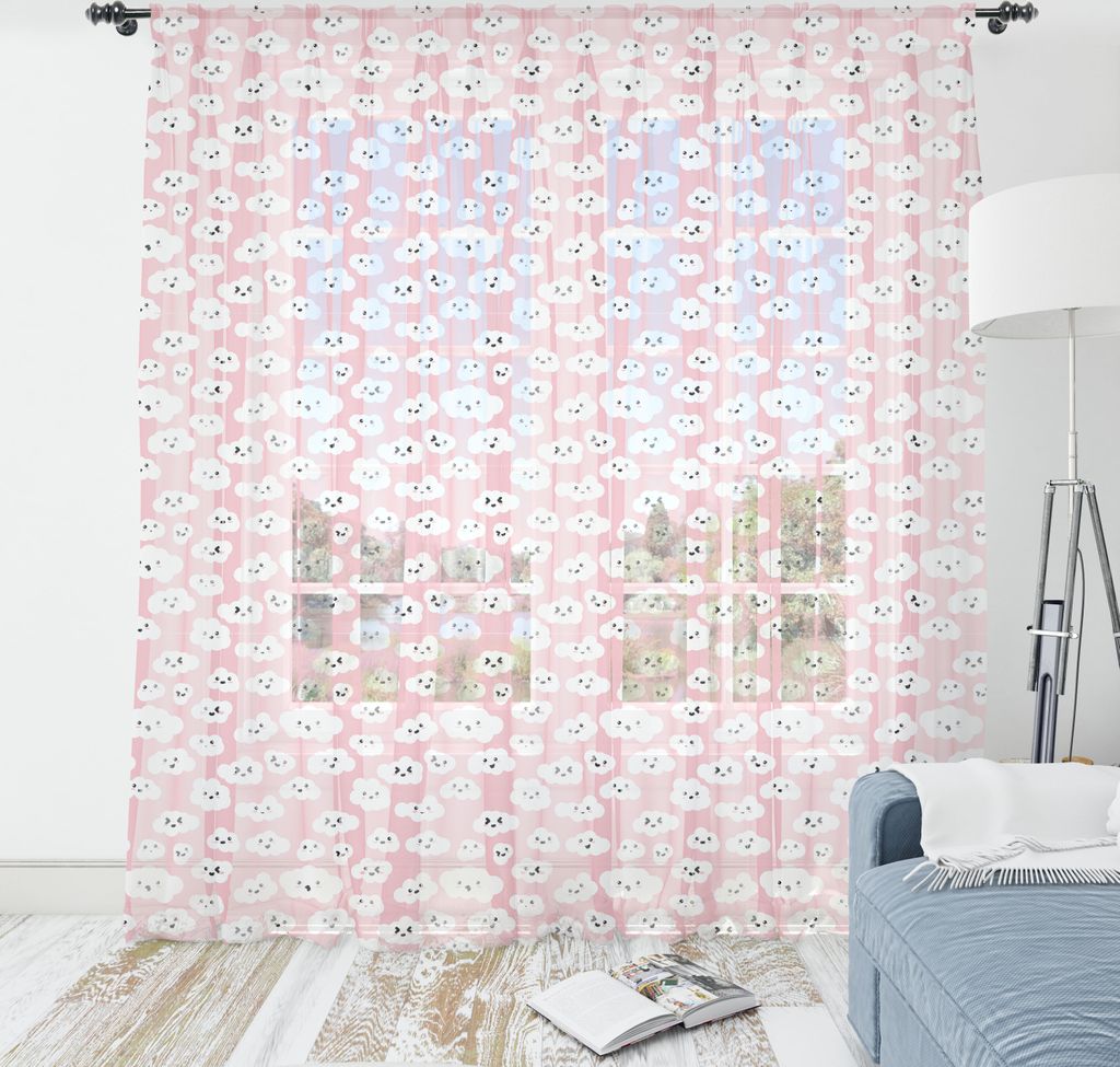 ABAKUHAUS Wolke Wandteppich, Kontinuierliche Fluffy Cumulus Blush Töne Sky Entzückende Karikatur, Wohnzimmer Schlafzimmer seidiges Satin Wandtuch...