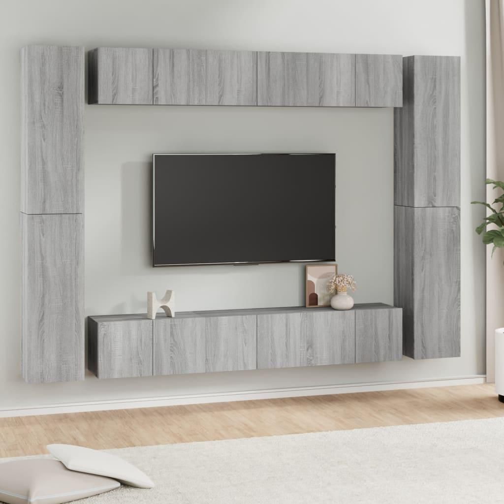 Maison Exclusive - 10-tlg. TV-Schrank-Set Grau Sonoma Holzwerkstoff