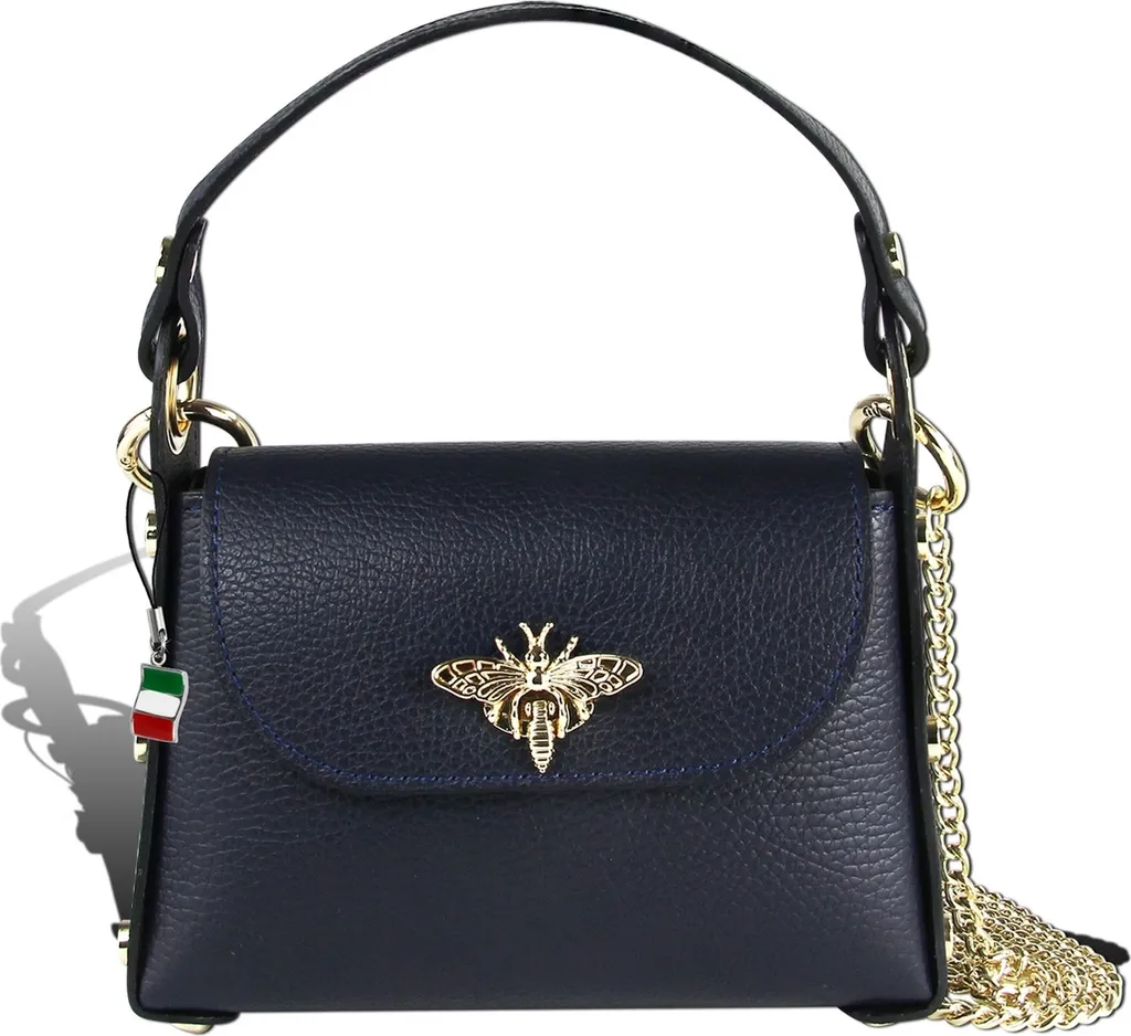 Sac à main en cuir véritable Florence - Grand cabas bleu foncé chic