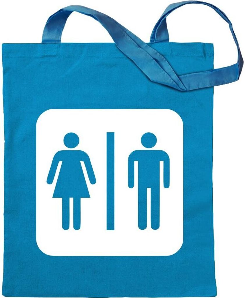Kiwistar - Baumwolltasche - hellblau - WC Toilette Piktogramme - Tragetasche Stoffbeutel Umhängetasche Langer Henkel
