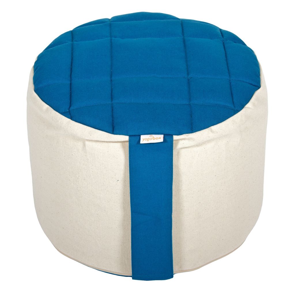 yogabox Meditationskissen Rondo Big Premium - petrol / natur 35 x 35 x 25 cm Buchweizenschalen