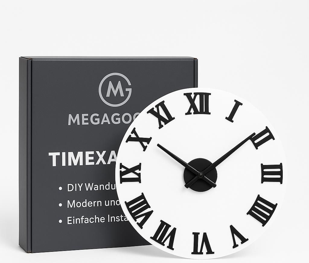 3D Wanduhr Acryl rund römische Ziffern selbstklebend modern DE.