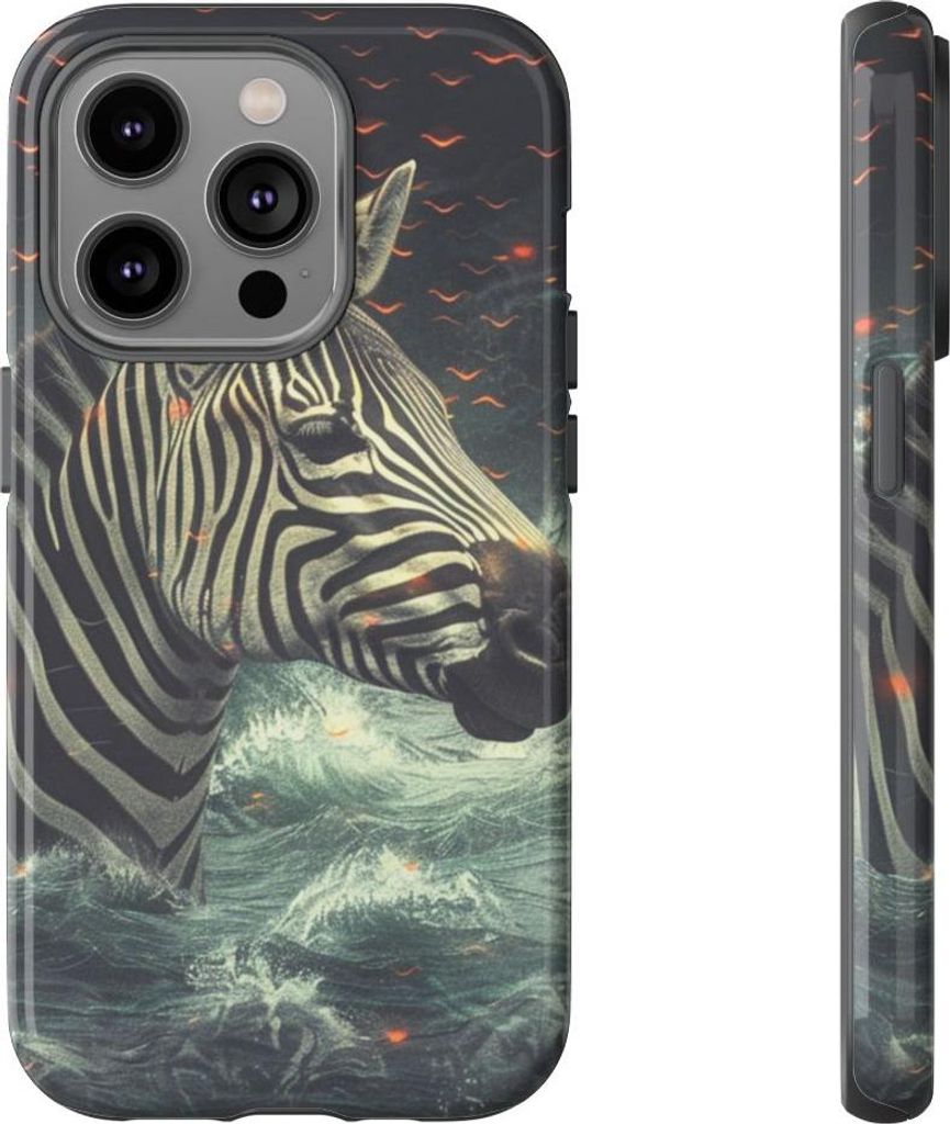 Zebra im Wasser mit leuchtenden Funken – Hülle Kompatibel mit iPhone 14 Pro