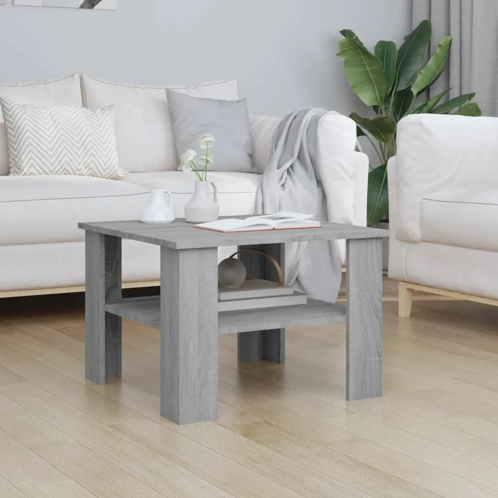 The Living Store Tavolino Grigio Sonoma 60x60x42 cm Materiale a base di legno