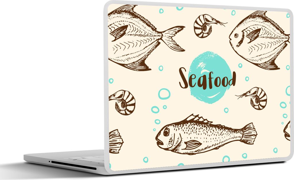 MuchoWow Laptop Aufkleber Sticker Cover Lebensmittel - Muster - Fisch 36.5x27.5 cm - Laptop-Sticker