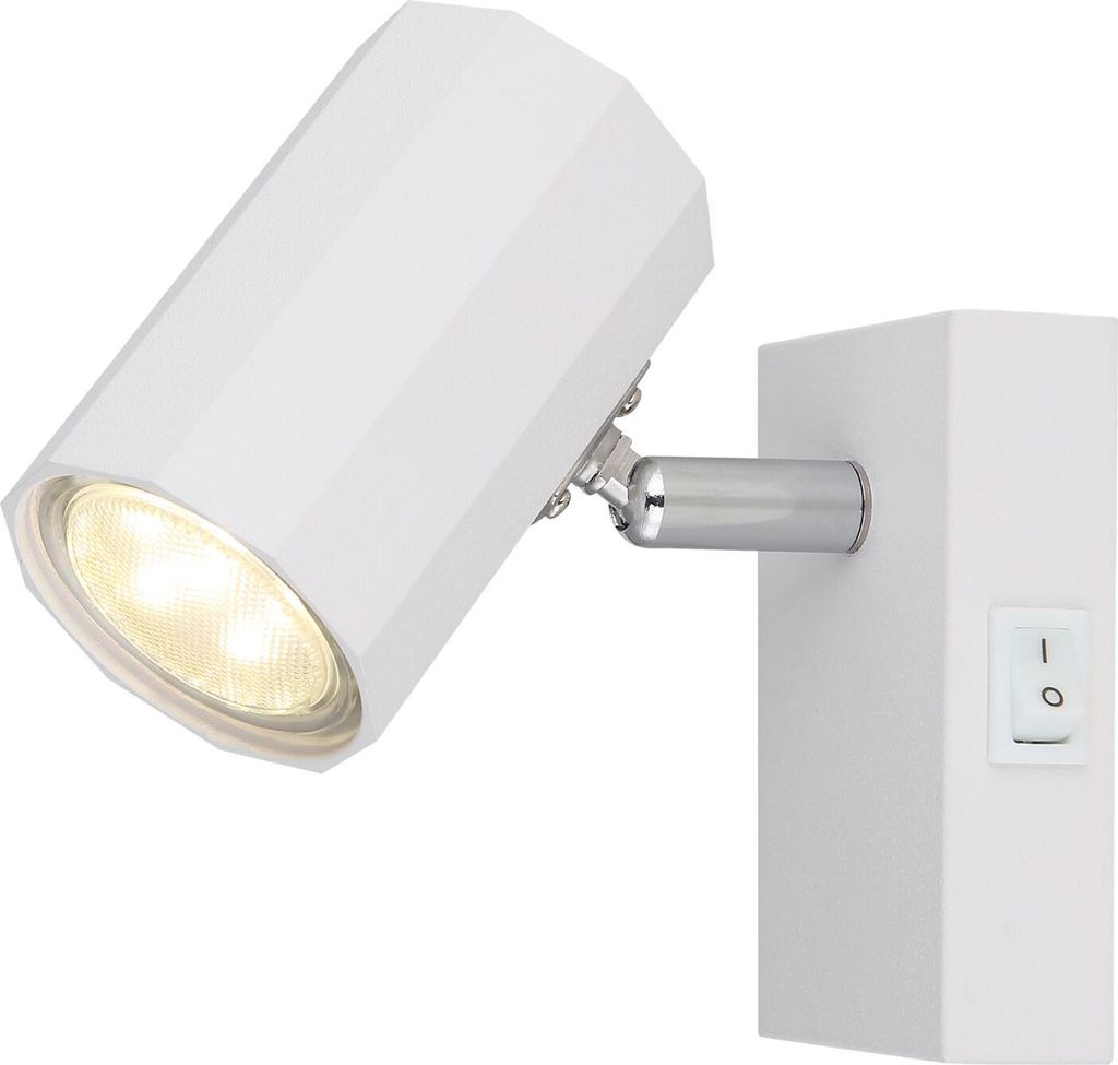Wandleuchte Innen mit Schalter Wandlampe Aluminium Wandstrahler Weiß 57918-1W