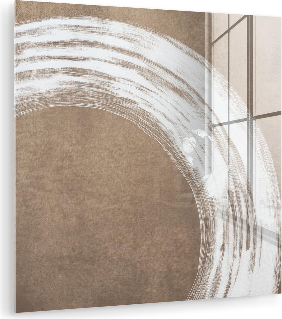 MuchoWow Glasbilder - Bilder auf Wandbild - Foto auf Glas Farbe - Braun - Japandi 30x30 cm Wanddekoration aus Glas - Acrylglasbild - Acrylbilder