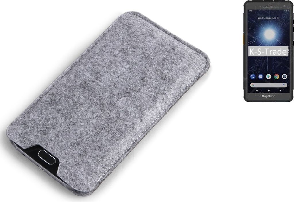 K-S-Trade Filz Handyhülle kompatibel mit RugGear RG655 Schutzhülle Filztasche Filz Tasche Case Sleeve Handy Hülle Filzhülle grau