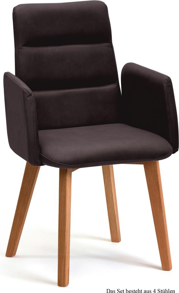 Armlehnstuhl (4er-Set) Darelle 52x92x60 Eiche geölt/Espresso