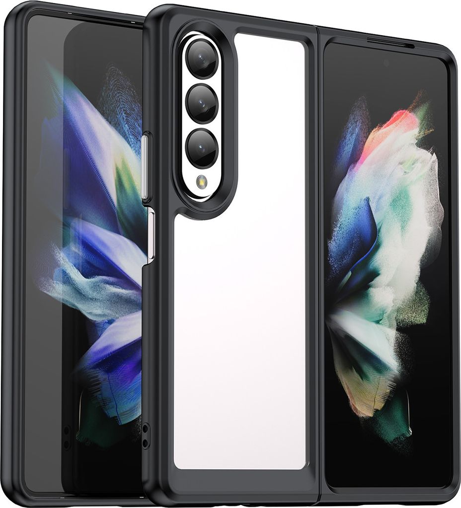 Galaxy Z Fold4 Hülle, Klar Rückseite Stoßfeste TPU Silikon Bumper Schutzhülle für Samsung Galaxy Z Fold 4 5G Schwarz