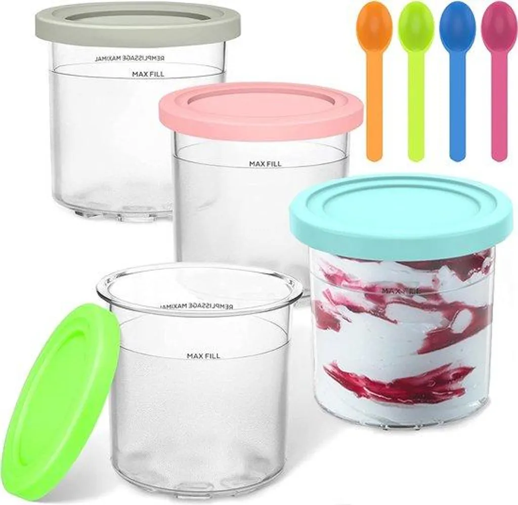 4 Coupes à glace pour sorbetière en polycarbonate avec couvercles