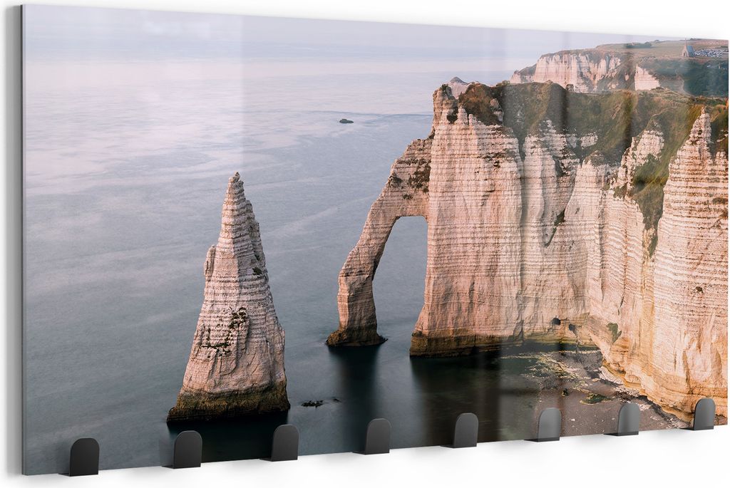DEQORI Kleiderhaken Glas 60x30 cm 'Klippen von Étretat' Wand Garderobe beschreibbar Paneel