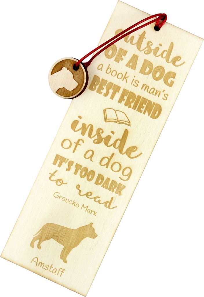 American Staffordshire Terrier, Amstaff - Lesezeichen mit Hund, personalisiertes Lesezeichen, Geschenk für Bücherwurm von der Marke Art-Dog