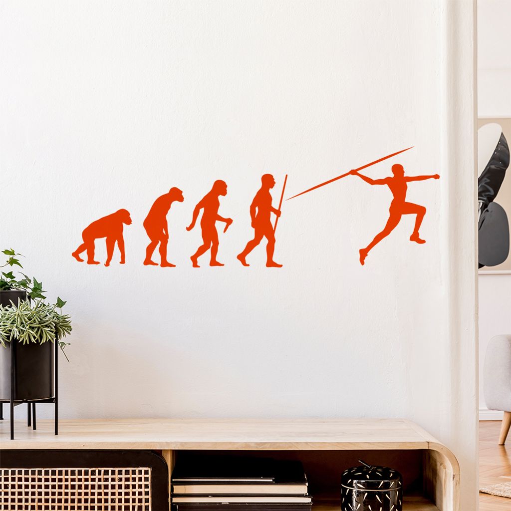 Speerwurf Evolution Wandtattoo Wandaufkleber Wall Sticker - Dekoration, Küche, Wohnzimmer, Schlafzimmer, Badezimmer